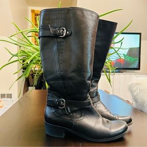 Liz & Co Black Leather Tall Boots | Size 6.5